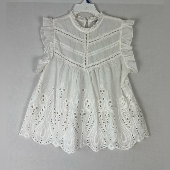 Honey & T Women’s White Lace Floral Blouse Size Medium - Picture 2 of 3